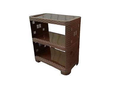 Етажерка Ротанг 3-секційна 52х30х58 коричнева ТМ ПОЛІМЕРАГРО FG