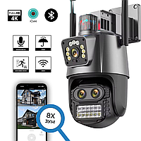 Уличная WiFI IP Камера видеонаблюдения 12MP UKC поворотная камера с тремя объективами 8Х зум P15 BVS