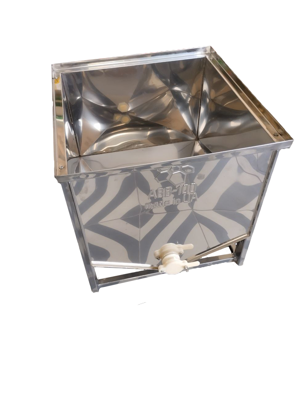 Стіл для розпечатування стільників 0.5м з плоским кошиком (Лист 0,5мм AISI 304), кран пластиковий