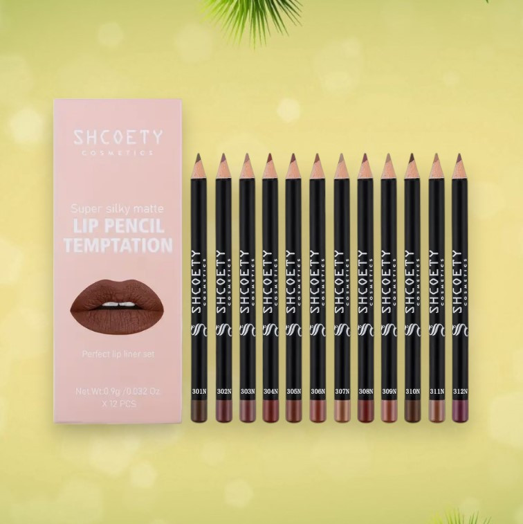 Набір із 12 олівців для губ від SHOETSY Cosmetics - матові стійкі відтінки для всіх типів шкіри, фото 1
