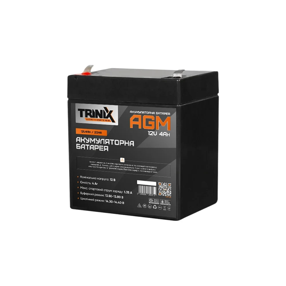 Trinix 12V4Ah/20Hr AGM Акумуляторна батарея 12В 4Аг свинцево-кислотна (44-00040)