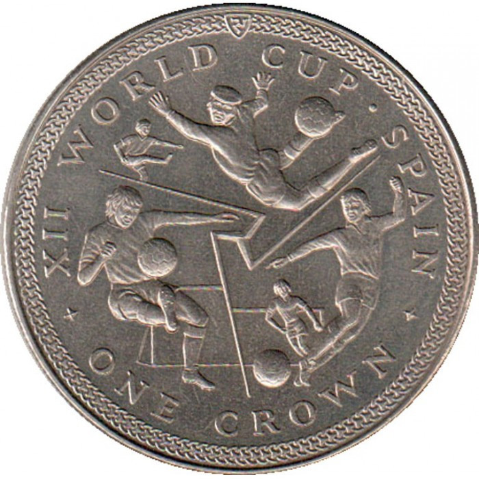 Острів Мен 1 крона, 1982 Чемпіонат світу з футболу 1982, Іспанія - футболіст №710, фото 1