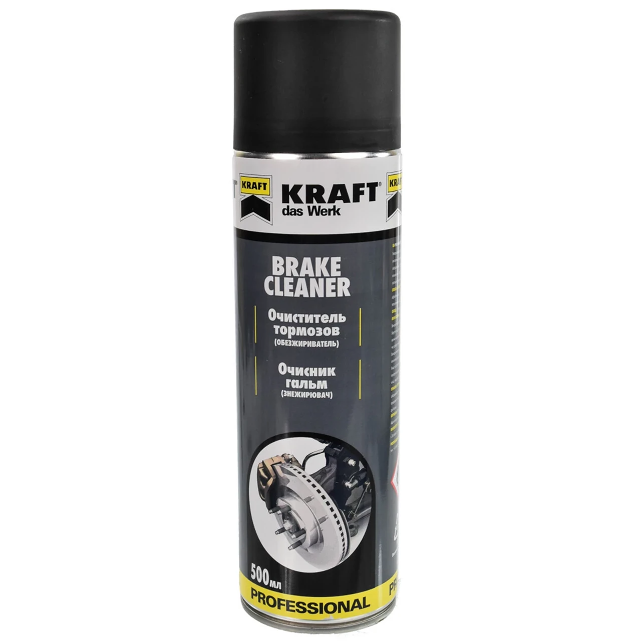 Очищувач для гальмівної системи KRAFT Brake Cleaner аерозоль 500 мл (KF005), фото 1