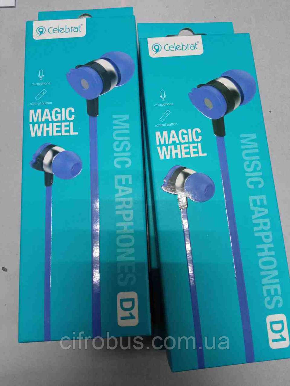 Навушники Bluetooth-гарнітура Б/У HF MP3 Celebrat D1 Blue + mic + dex call answering