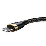Кабель Baseus Cafule Cable USB For Lightning 2.4A 1m Gold+Black, фото 6