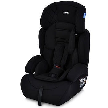Дитяче автокрісло з підголовником та бустером Bambi M 3546 Black-1 Чорний