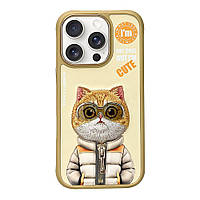 Чохол TPU+PC Nimmy 3D with Metal Buttons для iPhone 16 Pro Колір Cat Khaki florentia