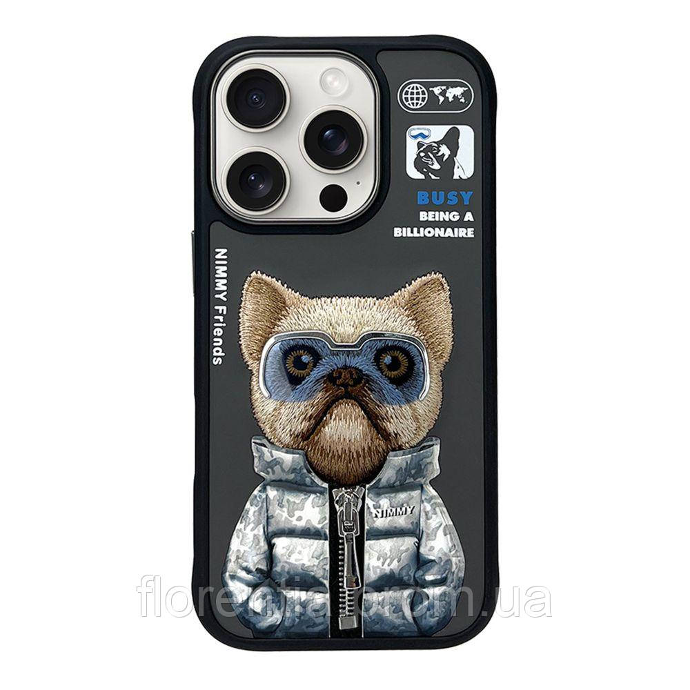 Чохол TPU+PC Nimmy 3D with Metal Buttons для iPhone 16 Pro Max Колір Dog Black florentia - фото 1 - id-p2534825236