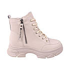 Черевики жіночі Farinni молочні натуральна шкіра, фото 3