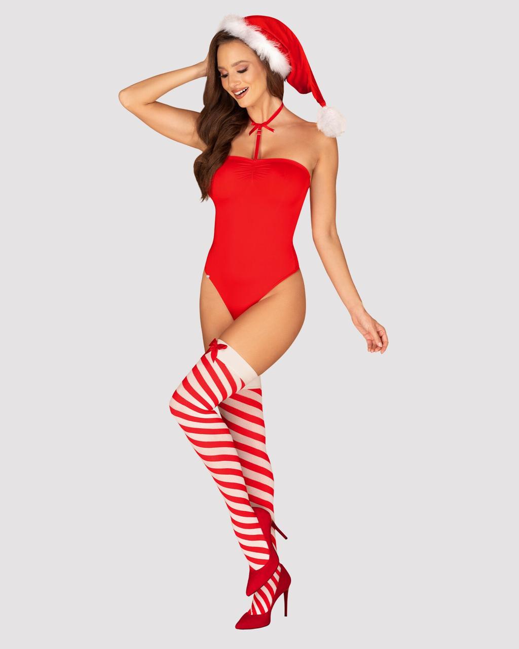 Еротичний Боді Obsessive Kissmas teddy Червоний L/XL ( SX1153 )