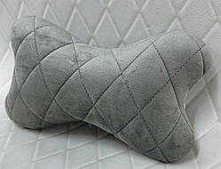 Подушка під голову в авто з алькантари Lux Діамонд подовжений світло-сірий ромб