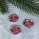 Пластиковий декор Трояндочка-перламутр, 19 мм, колір-бордовий, арт 011416, шт, Бордовий, фото 2