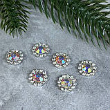 Пришивний декор у металевій оправі 12 мм-, Стрази-прозорий АВ, арт 014952, 1 шт, Прозорий, фото 2