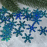 Паєтка - Сніжинка 20 мм, колір блакитний (голограма), упаковка 20 гр ~ 370 шт, Блакитний