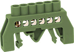 Шина нульова 6 отворів в ізольованому корпусі універсальна