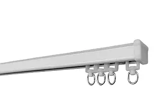 Карниз для штор профіль KS (у зборі) Білий з роликовими бігунками