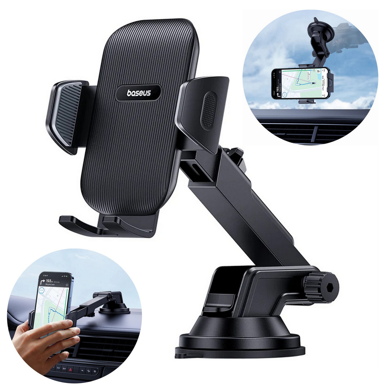 Тримач для телефона на вакуумному присоску Baseus UltraControl Go Series Clamp-Type Black (C40361600111-00)