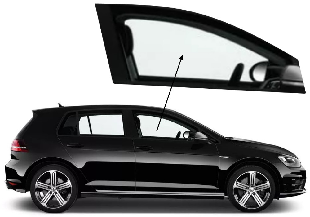 Бічне скло Volkswagen Golf VII 2012-2019 передніх дверей праве, фото 1