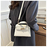 Жіноча сумка 8088 крос-боді на ремінці біла, фото 6