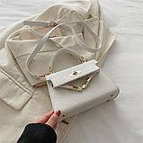 Жіноча сумка 8088 крос-боді на ремінці біла, фото 2