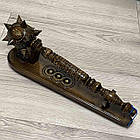 Красива булава на подарунок, сувенірна дерев'яна булава на підставці з Тризубом ручного різблення, 50 см, фото 8