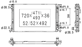 Радіатор охолодження двигуна Audi A5 B8 07-11 Koyorad АКПП/МКПП; 720X471X36; (3.0 TDI/3.0 TFSI/3.2 FSI/3.0 T)