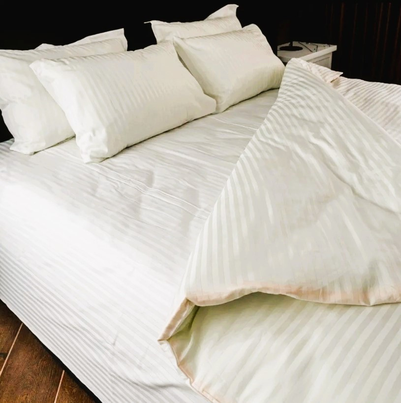 Комплект двоспальний страйп сатин Ярослав диз.№02 крем, фото 1