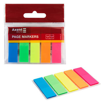 Стикери-закладки 12х45 5хв.*25 л. неон. прямокутні Delta D2450-01