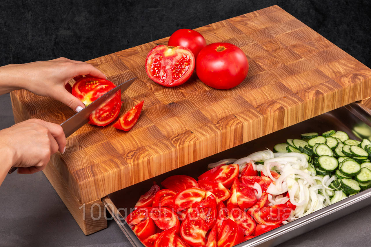 Торцева обробна дошка з гастроємкістю з ясена PAV-Wood 32х60х11,5 см