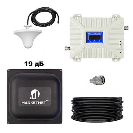 Комплект GSM Репітер 900/1800/2100 МГц підсилювач мобільного зв'язку та інтернету Aspor з антеною 19 дБ, фото 1