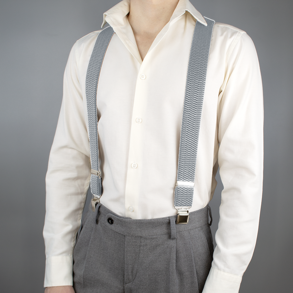 Підтяжки чоловічі гумка 40Х світло-сірі регульовані на зажимах