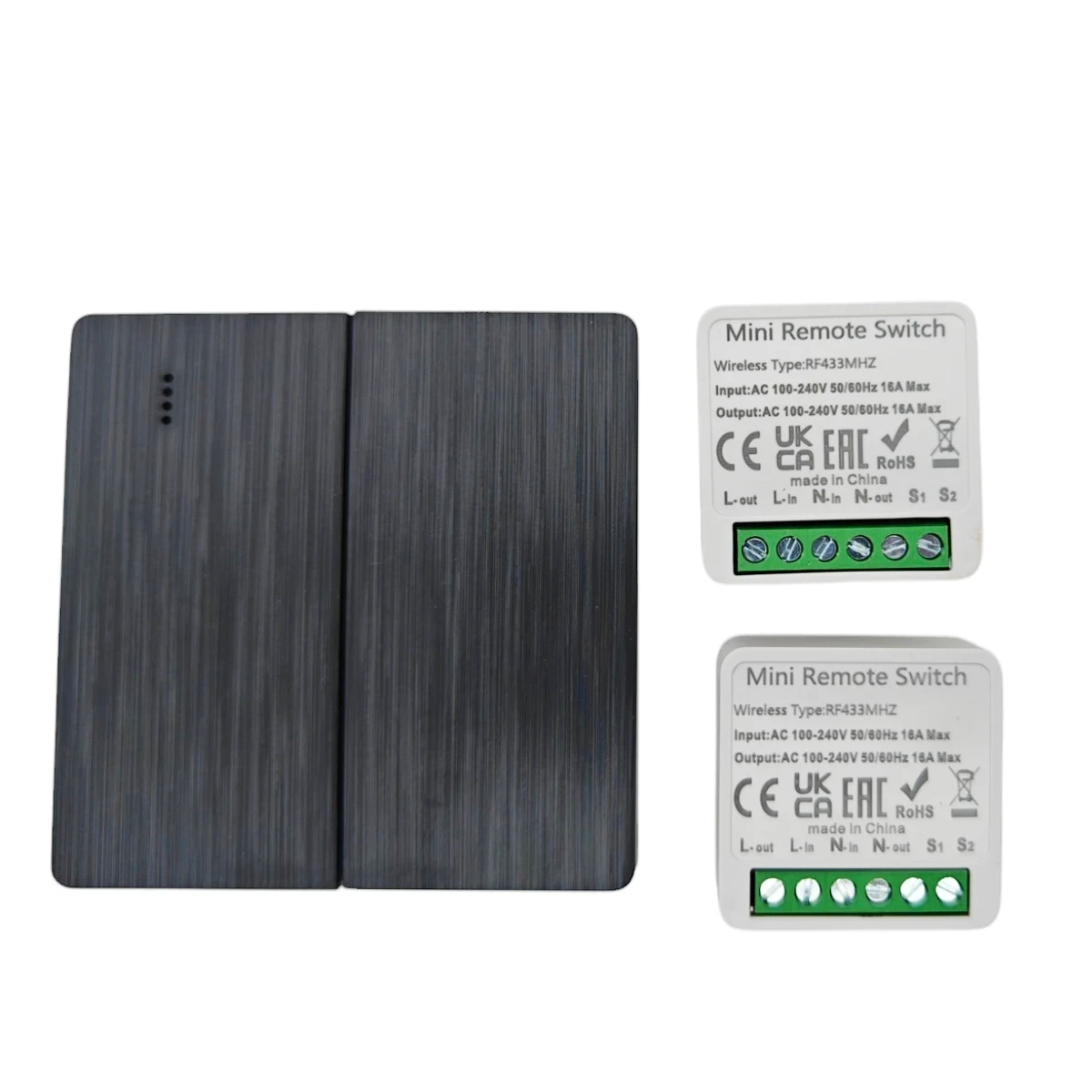 Дистанційний вимикач двоклавішний настінний (чорний), фото 1