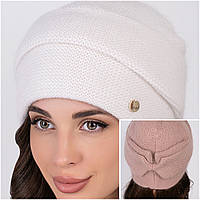 Жіноча ангорова шапка тюрбан із драпіруванням