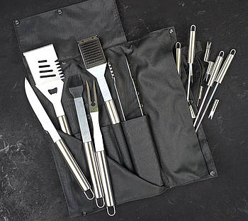 Набір для грилю та барбекю "Мані" в тканевому кейсі 18 предметів