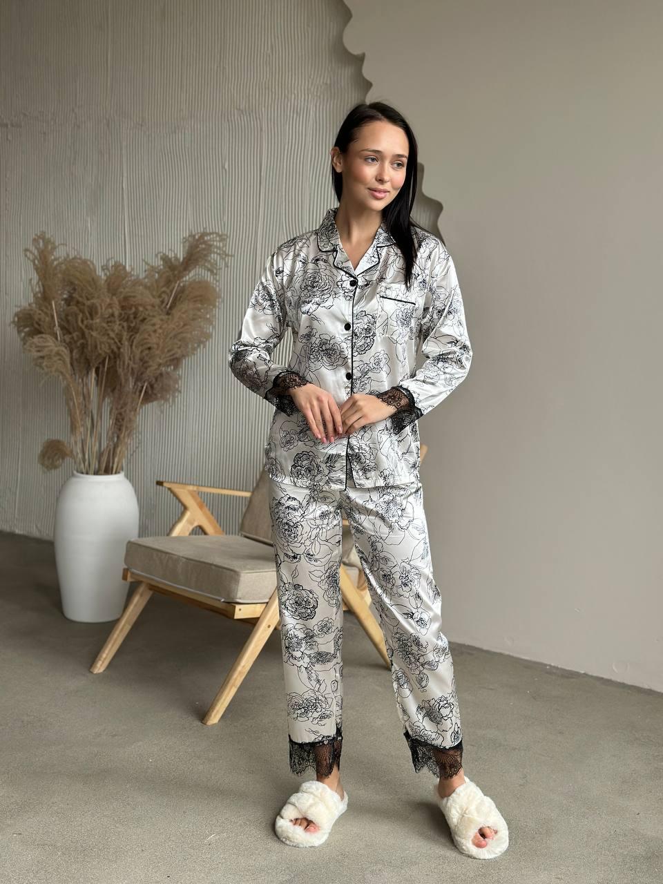 Піжама шовк armani. Костюм повсякденний домашній. Стильний одяг для сну., фото 1