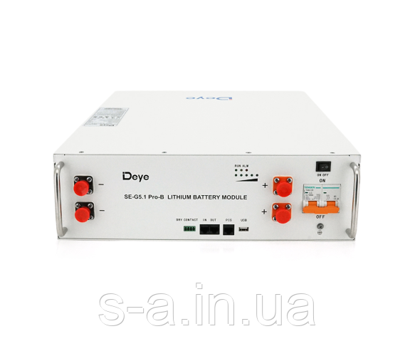 Акумуляторна батарея Deye LiFePO4 SE-G5.1 Pro-B 51,2V 100AH, 5,12kW BMS50A@16S до 32 parallel CAN/RS485, IP21,, фото 1