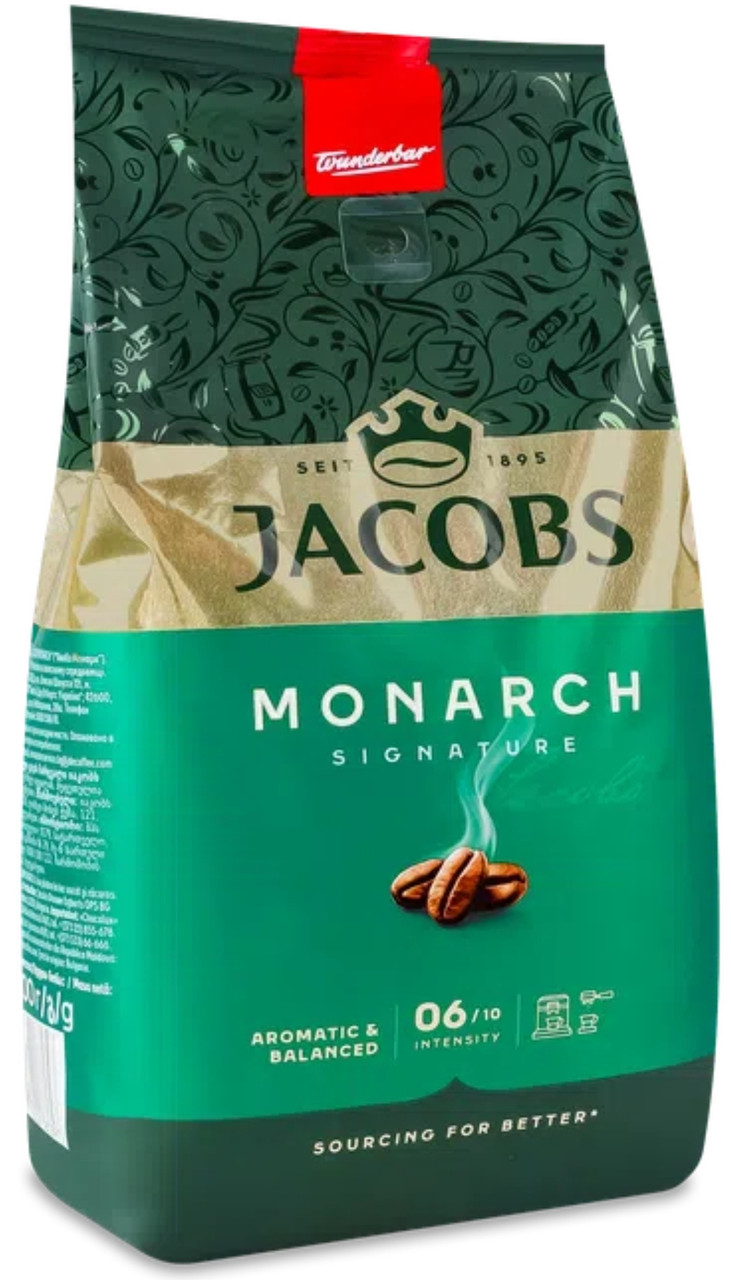 ОРИГІНАЛ! Кава в зернах Jacobs Monarch Signature 1кг (новий дизайн упаковки, кава зернова Якобз Монарх 1кг)