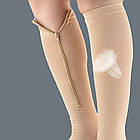 Компресійні гольфи лікувальні S/M, на блискавці, Бежевий / Стягуючі гольфи / Гольфи від варикозу, фото 2