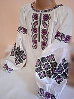 Біла вишиванка для дівчинки з пишним рукавом "Богданка"