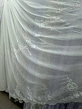 Тюль льон з вишивкою Keten №5150молочний оптом