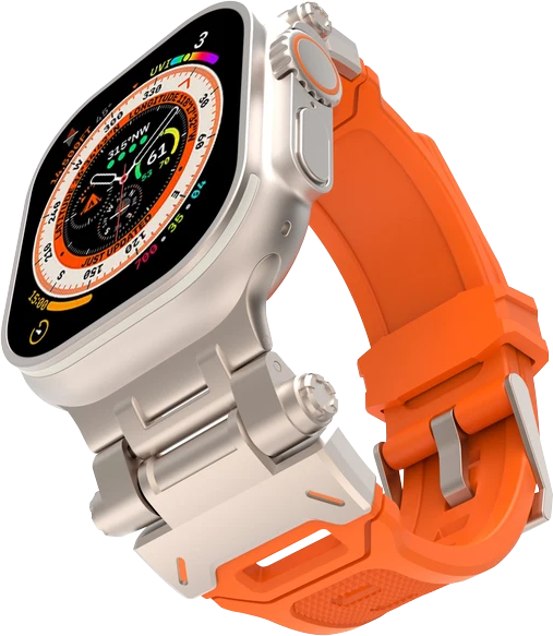 Ремінець Apple Watch 42/44/45/49mm Spigen Жовтогарячий/сріблястий