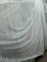 Тюль льон з вишивкою Keten №4527 молочний оптом