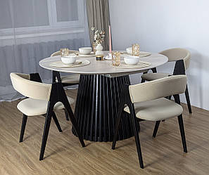 Дизайнерський круглий розкладний стіл "Ерік" із масиву дерева ясен та 4 стільці "Джим"