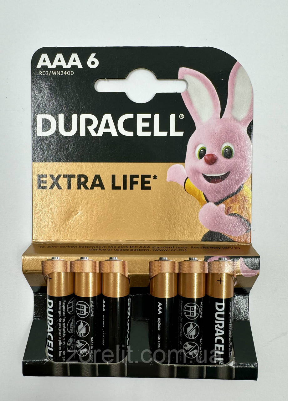 Батарейка Duracell AAA LR03 MN2400 (6 бат. на блістері) ціна за один блістер