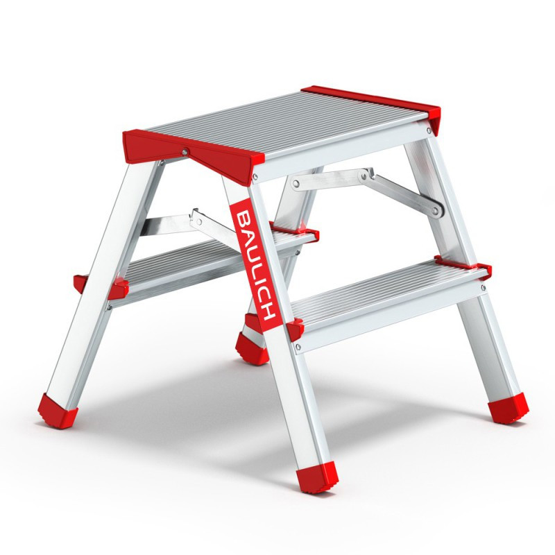 Драбина господарська алюмінієва двостороння 2 сходинки 125 кг, Baulich, фото 1