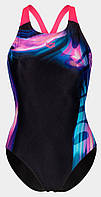 Купальник закритий для жінок Arena DREAMHLINE SWIMSUIT V BACK чорний, фіолетовий, бірюзовій Жін 42