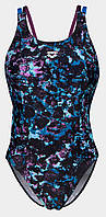 Купальник закритий для жінок Arena ROCKIN SWIMSUIT SWIM TECH MULT чорний, синій, фіолетовий Жін 42