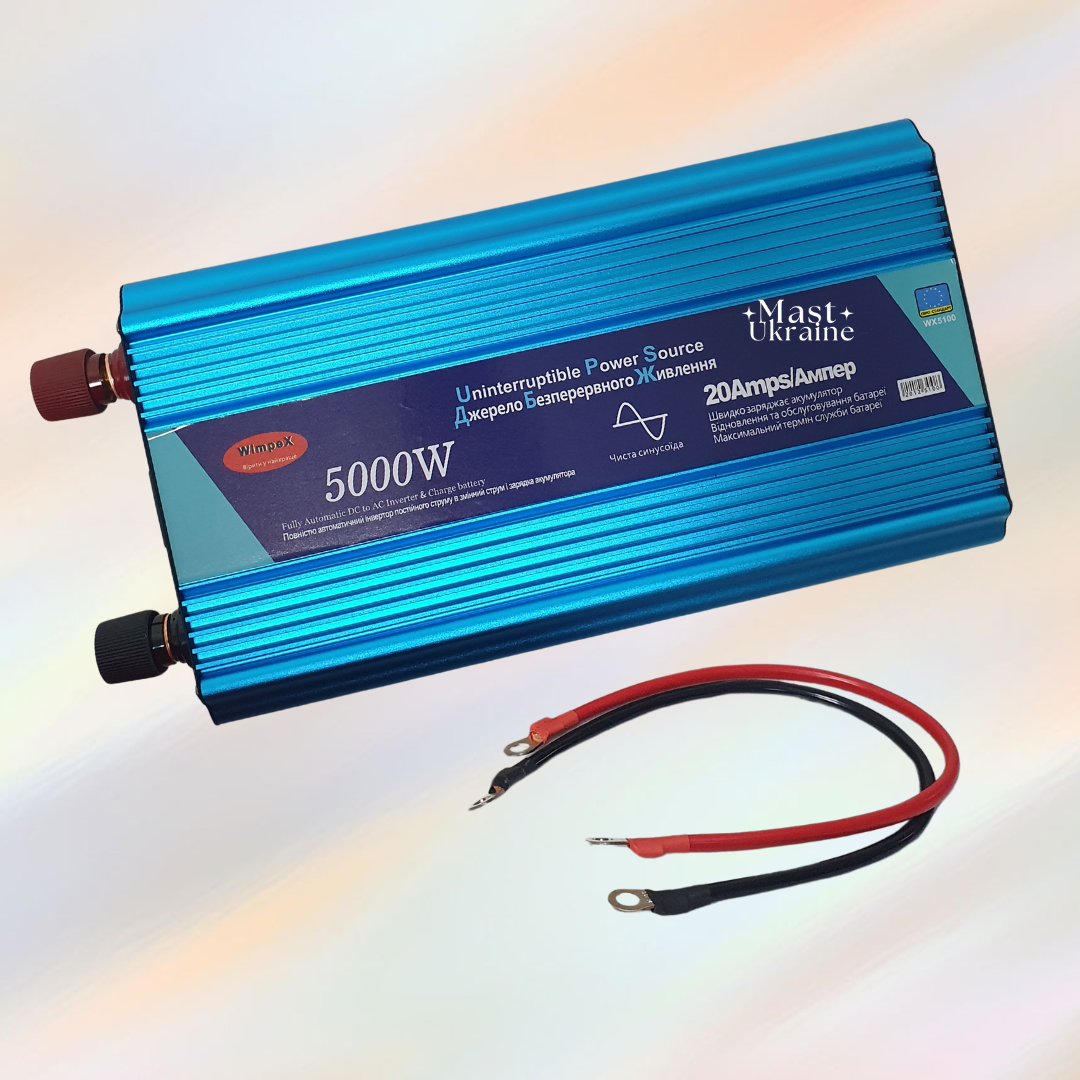 Перетворювач Power Inverter Wimpex 5000W із чистою синусоїдою 12V-220V WX-5100, фото 1