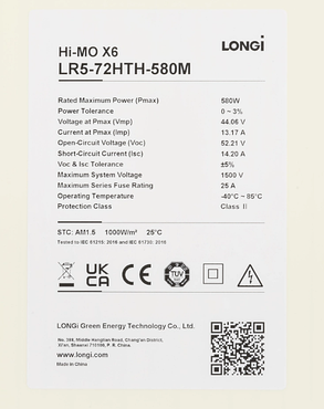 Монокристалічна сонячна панель Longi LR5-72HTH-580M HI-MO X6, 580W, фото 4