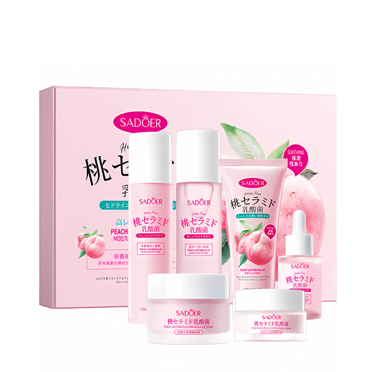 Подарунковий набір косметики для догляду за обличчям Sadoer Peach Lactobacillus 6 в 1 (SD13439), фото 1